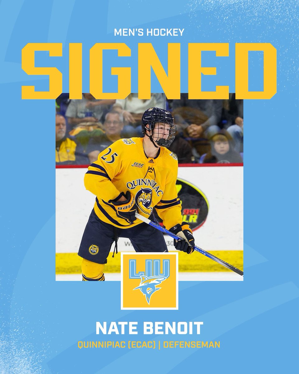 Welcome to Long Island, Nate Benoit! A transfer from Quinnipiac, Nate will wear #22 for the Sharks. 🦈