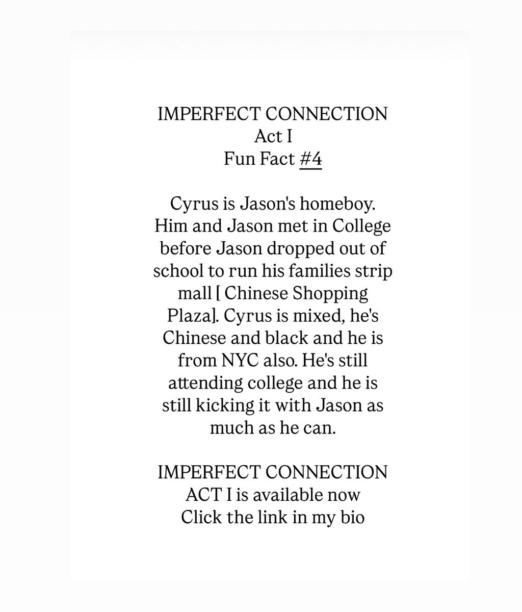IMPERFECT CONNECTION
ACT I
-click the link in my bio-
