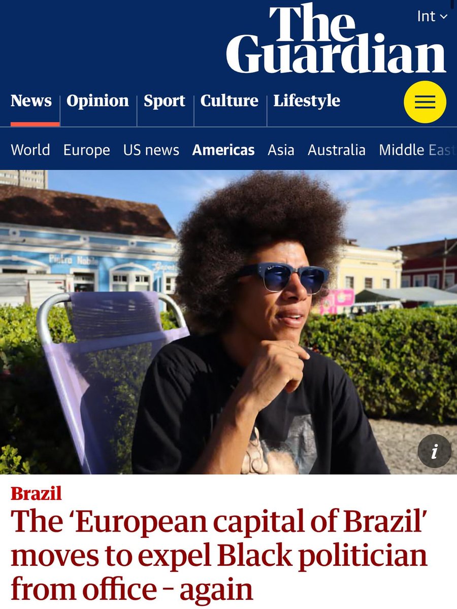 “Curitiba, a "capital europeia do Brasil" que tenta expulsar político negro do cargo – novamente.”

Rapaz, Deputado Renato Freitas é destaque internacional no jornal britânico The Guardian. A publicação fala de toda perseguição contra o deputado e coloca Curitiba como “capital