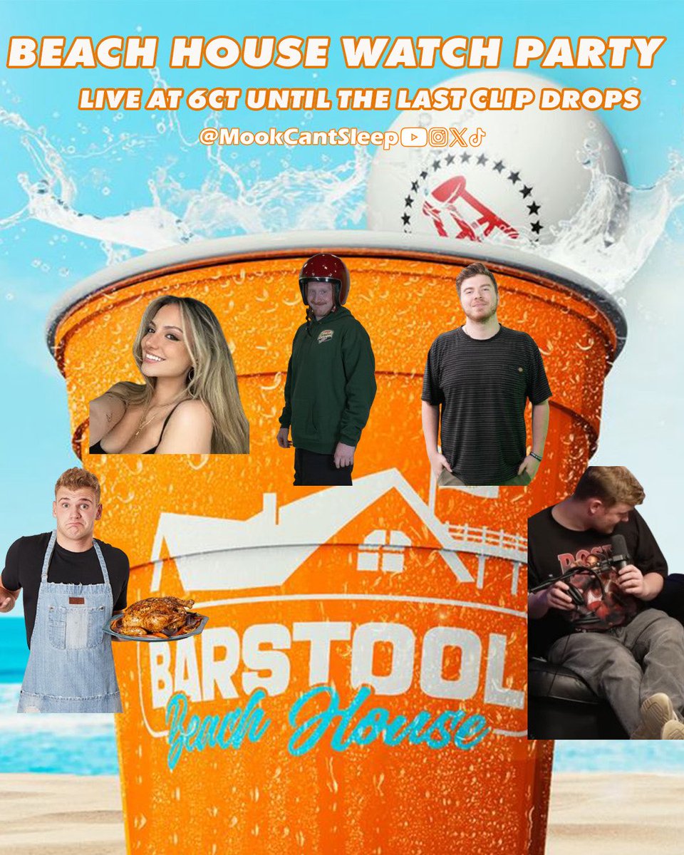Mook Can’t Sleep (@mookcantsleep) on Twitter photo BEACH HOUSE WATCH PARTY THURSDAY. THINK RED ZONE BUT FOR <a href="/stoolbeachhouse/">Barstool Beach House</a>
feat. <a href="/hannahcmontoya/">hannah montoya</a> <a href="/JackMacCFB/">Jack Mac</a> <a href="/chefdonnyy/">Chef Donny</a> <a href="/W_B_Rick/">WBR</a> + more BEACH HOUSE WATCH PARTY THURSDAY. THINK RED ZONE BUT FOR <a href="/stoolbeachhouse/">Barstool Beach House</a>
feat. <a href="/hannahcmontoya/">hannah montoya</a> <a href="/JackMacCFB/">Jack Mac</a> <a href="/chefdonnyy/">Chef Donny</a> <a href="/W_B_Rick/">WBR</a> + more