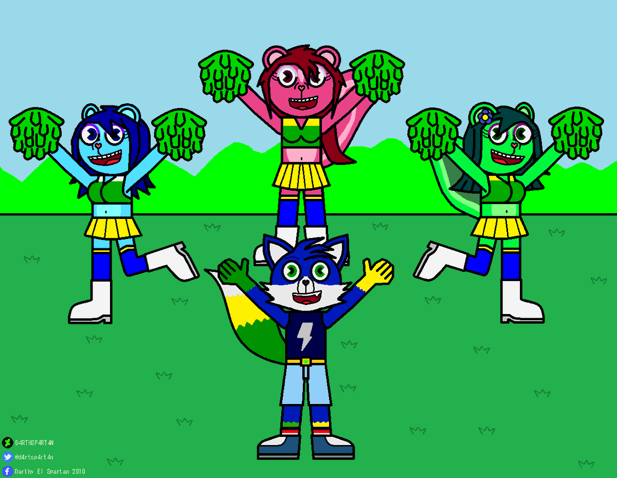d4rthsp4rt4n's tweet photo. This is the part of Art Trade for my friend NickArtistFox00 (on DeviantArt & BlueSky)
He is Nick 🦊 and his new friends The Dancerings (Messlie 💙, Knify ❤️ & Marylie 💚) cheerleading
#nick #messlie #knify #marylie #fanart https://t.co/isxerWlVBy
