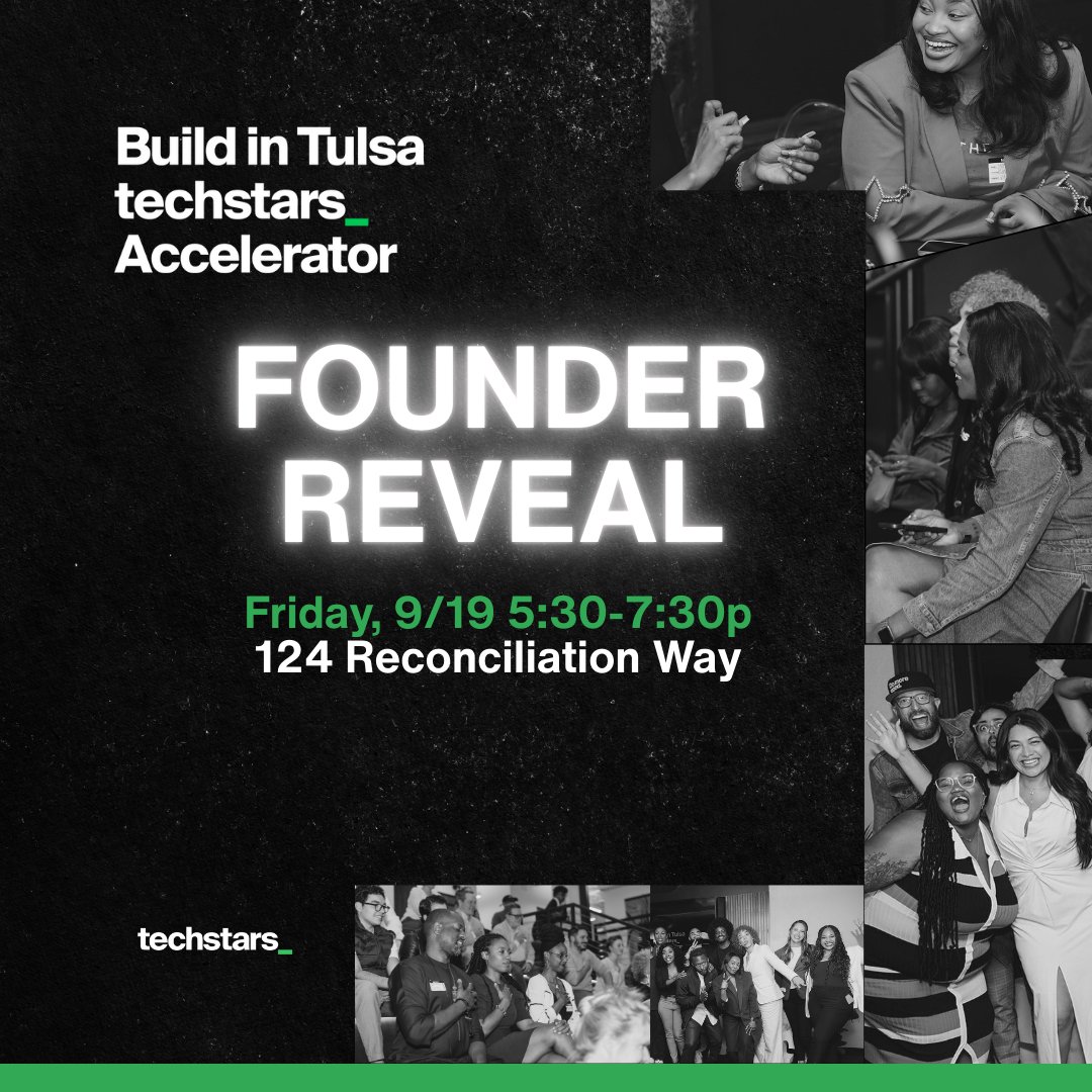 🗣️Big energy, fresh faces, dope vibes!💥 

Come link up with the new Founders of the Techstars Tulsa program at our Founder Reveal Sept 19 @  5:30 PM.