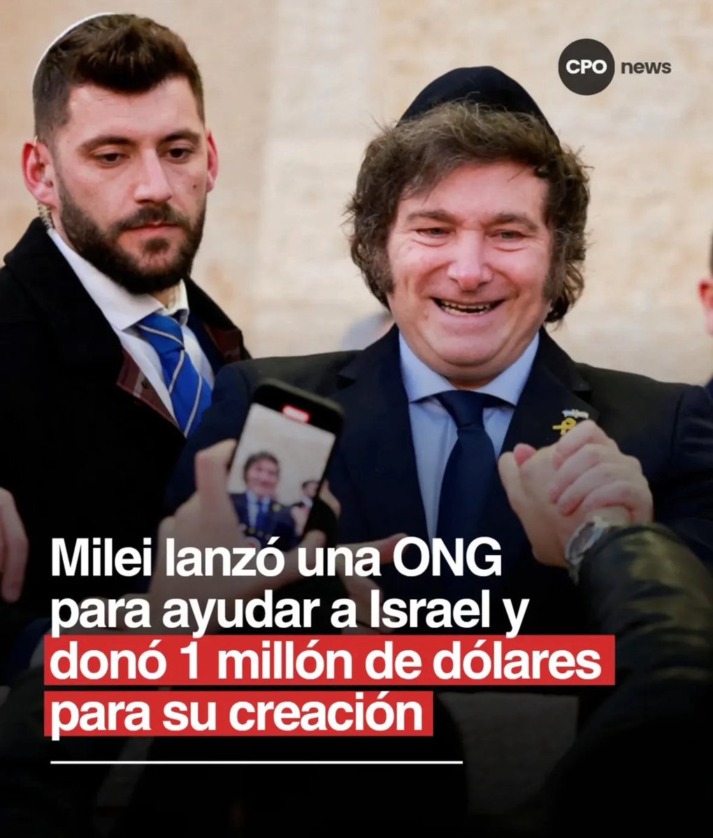 1 millón de dólares para Israel, mientras tanto para los jubilados y los nenes con cáncer del Garrahan en ARGENTINA: un palazo en la cabeza y me estoy arriesgando