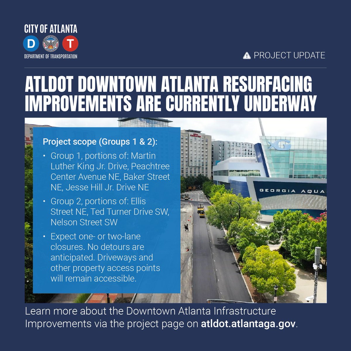 Paving progress in our city's core! ATLDOT is rolling out street paving projects throughout downtown —improving road quality, enhancing safety, and keeping Atlanta moving. Please watch for construction signs and slow down in work zones
#AtlantaTraffic #ATLTraffic #DowntownAtlanta