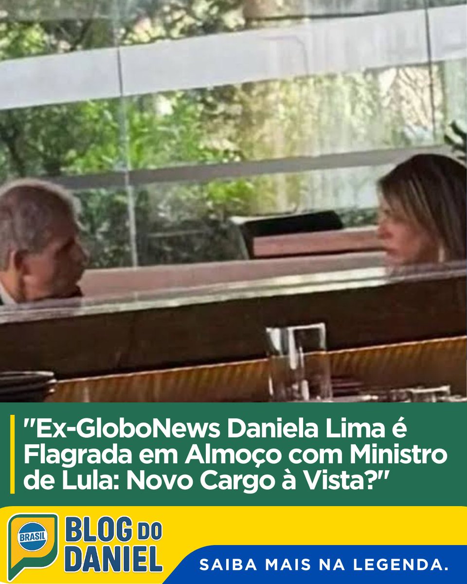 BlogdoDanielBR's tweet photo. 🚨 Daniela Lima, ex-GloboNews, é flagrada almoçando com Sidônio Palmeira, ministro da Secom de Lula, em Brasília. Encontro levanta rumores de novo cargo no governo. Será uma nova fase para a jornalista? #DanielaLima #SidônioPalmeira #Lula #Secom #Política https://t.co/NCehYFyYjZ