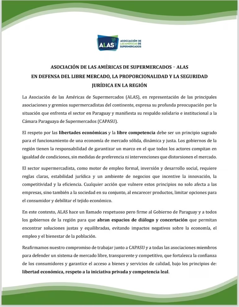 🔴SUSPENSIÓN A CADENA BIGGIE YA GENERA CRÍTICA INTERNACIONAL 

◾La Asociación de las Américas de Supermercados (<a href="/ALAS_Oficial/">ALAS Asociación de las Américas de Supermercados</a>), integrada por 18 asociaciones que representan cadenas de tiendas de América Latina, El Caribe y Estados Unidos, expresó su “profunda preocupación por