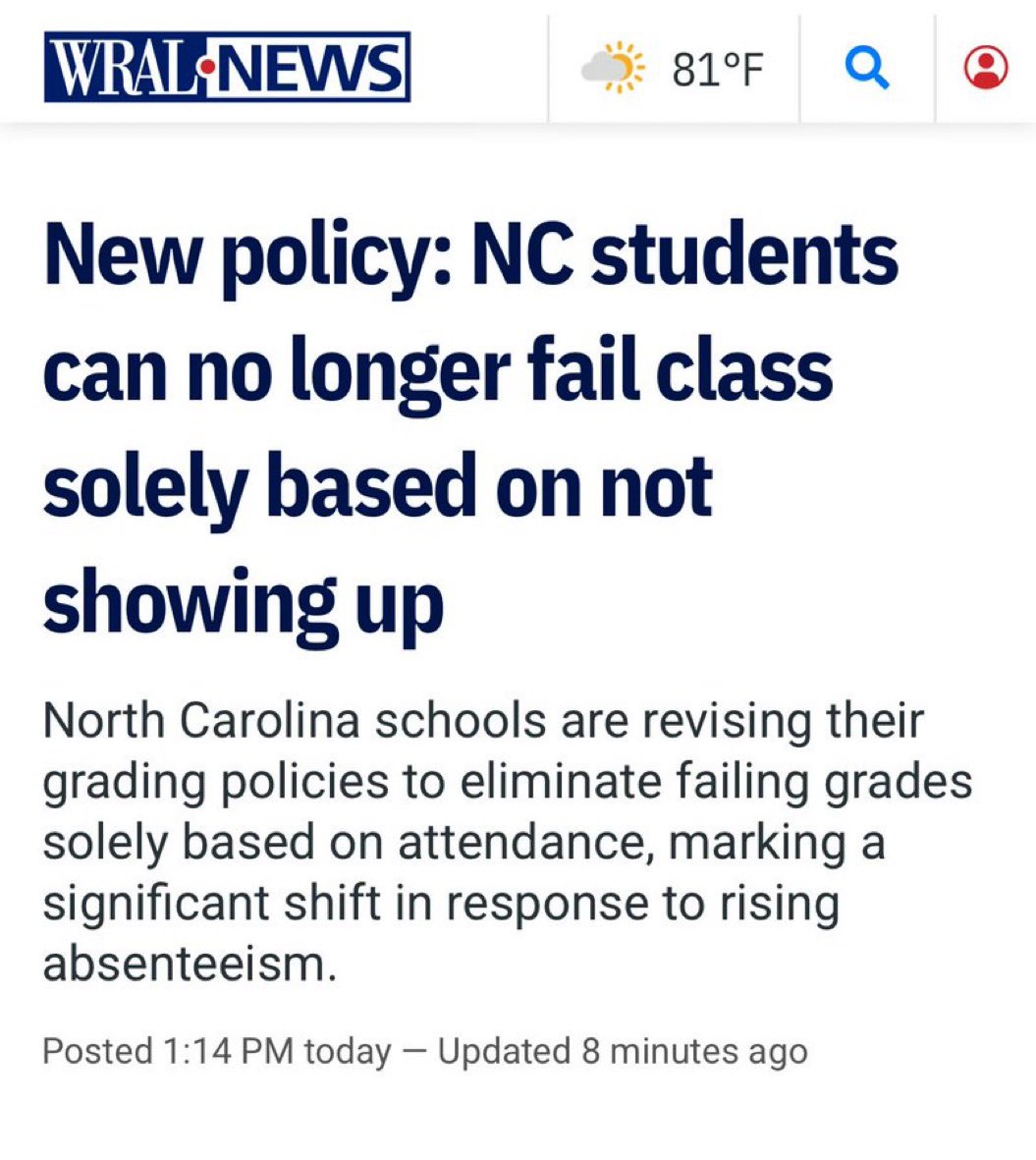 Margo (@margoinwnc) on Twitter photo This is insane. Home school your kids in North Carolina. The education system is going to get worse.
Hat tip <a href="/KCOnTheRadio/">KC O’Dea Program</a> for being the only radio program to focus on this. This is insane. Home school your kids in North Carolina. The education system is going to get worse.
Hat tip <a href="/KCOnTheRadio/">KC O’Dea Program</a> for being the only radio program to focus on this.