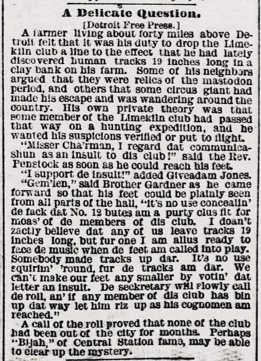A Delicate Question 

Nineteen Inch Human Tracks 

Evening star (Washington, D.C.), October 30, 1880