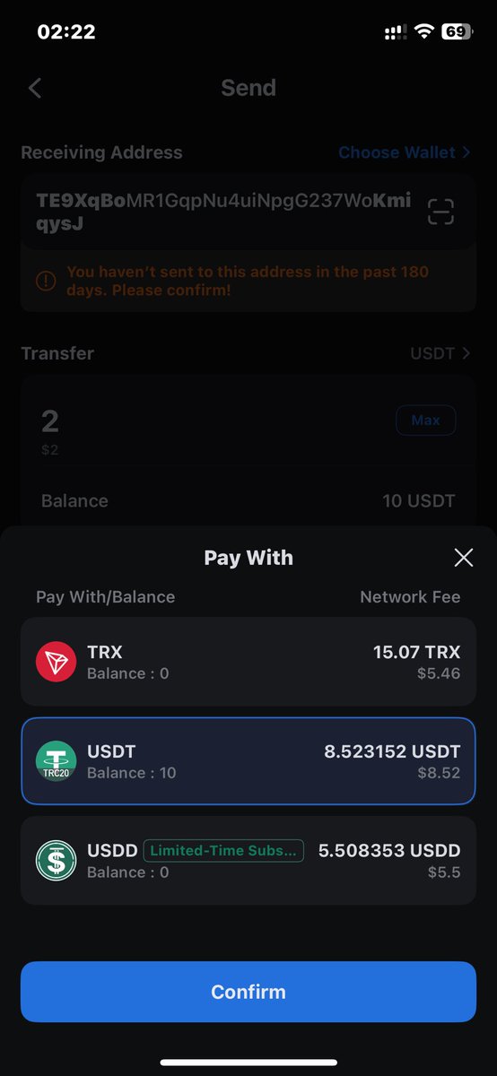 nothim27903's tweet photo. @TokenPocket_TP @trondao @usddio @tether 
Really awesome options to cover gas fee while trying to send funds. 
#StablecoinWallet #TronWallet
Nothim27903 https://t.co/YHX0BfcReL