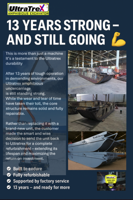 ultratrexgroup's tweet photo. Built to Last – 13 Years and Counting!

 🚜 Ultratrex – Building the Future, Preserving the Past.
hashtag#Ultratrex hashtag#BuiltToLast hashtag#Durability hashtag#QualityEngineering hashtag#AmphibiousExcavator https://t.co/0gvUwtS6P8