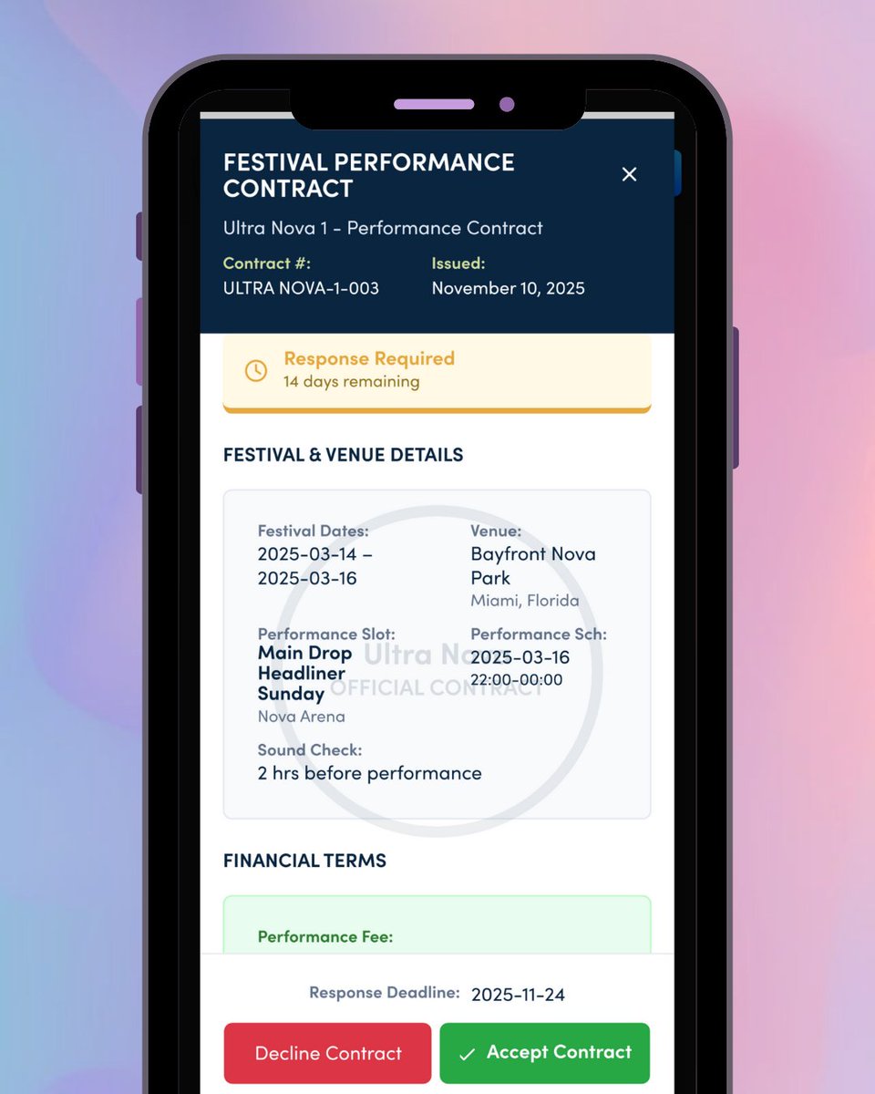 musicwarsgames's tweet photo. That “Accept” button might look tempting… but scroll a little further and you might find:
Rain or shine, you’re performing 🌧️☀️
Travel, sound check 🎤
Deadlines and negotiation limits ⏳

Details matter. #MusicWars #IndieDev #LifeSim #MusicSim #GameDev #ReadTheFinePrint #MusicBusiness #ArtistLife
