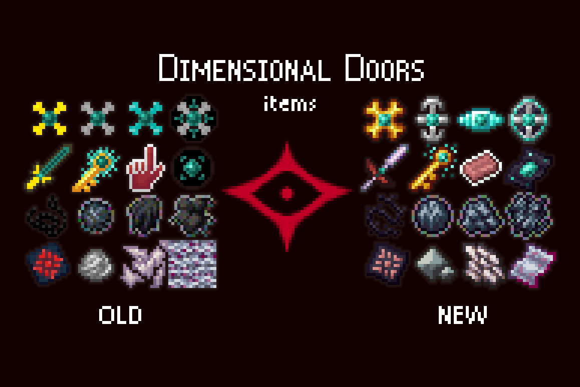 Arid's Dimensional Resprites, a resource pack for Dimensional Doors, is now out on Modrinth!!