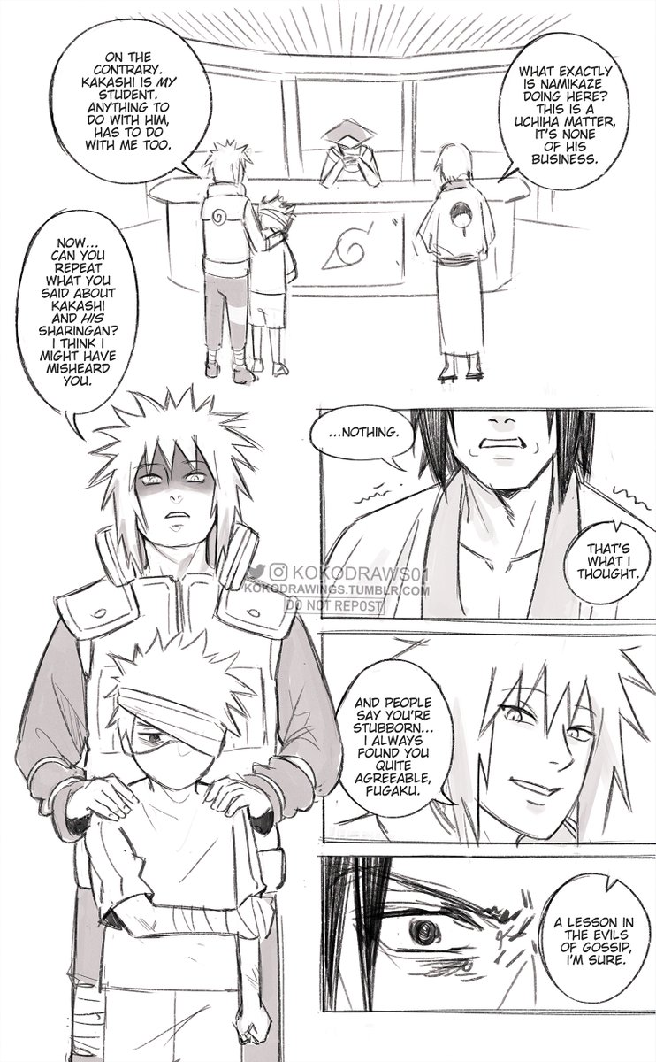It's 4 am and I can't sleep, so have a mini comic I've been doodling
#minatonamikaze #kakashi #NARUTO