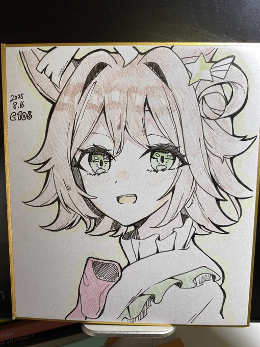 夏コミ用色紙描いてます 当日描けるだけ描いて持ってくー