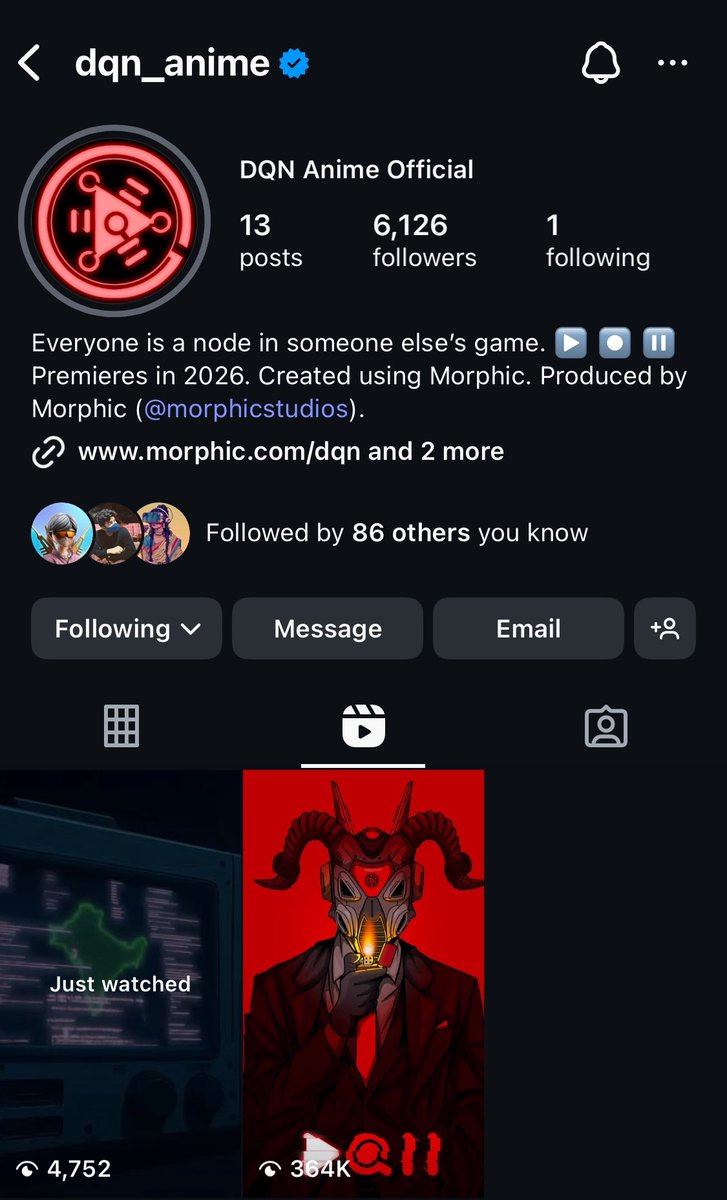 The DQN anime page is live on Instagram, and gaining traction. If you haven’t followed already ! 

The first teaser already hit 384K views on Instagram. 

instagram.com/dqn_anime