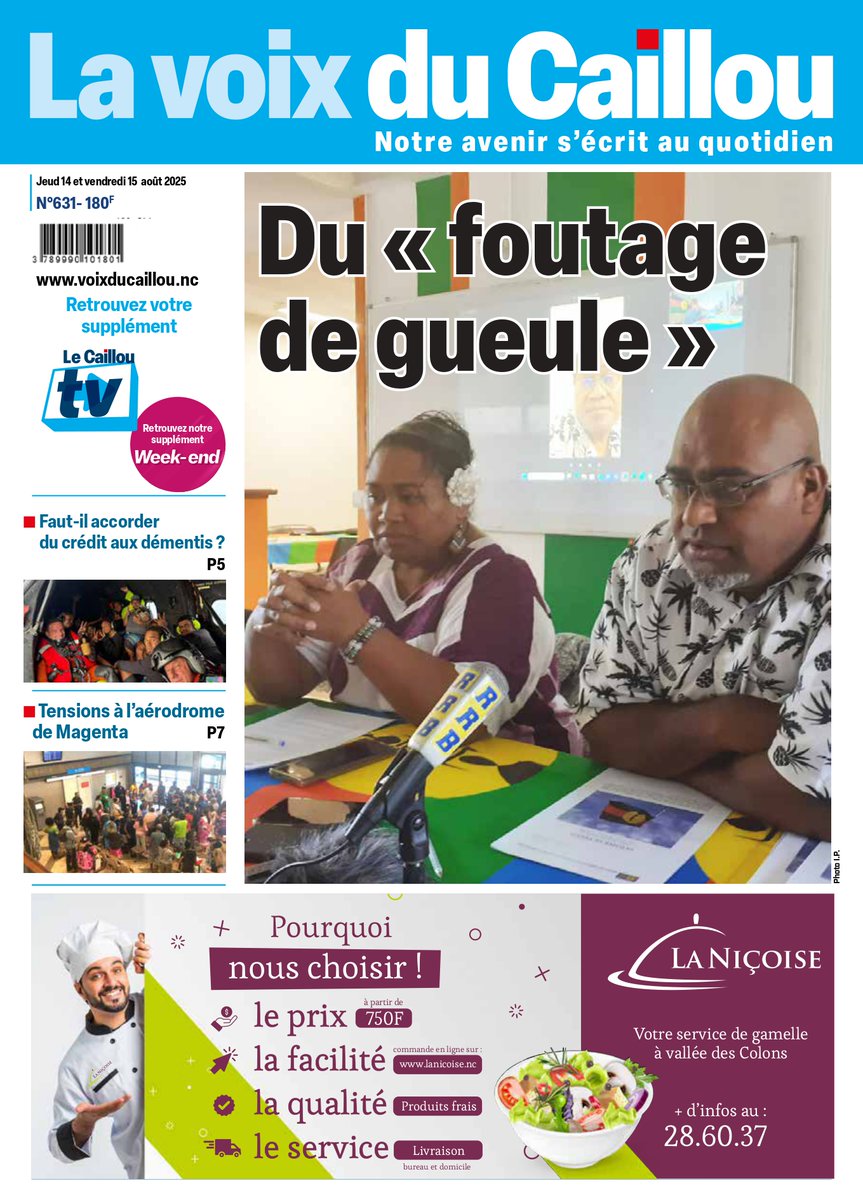 🗞️ À la une de votre quotidien ce jour
🌐 Disponible sur notre site internet ⤵️
voixducaillou.nc/2025/08/14/la-…
