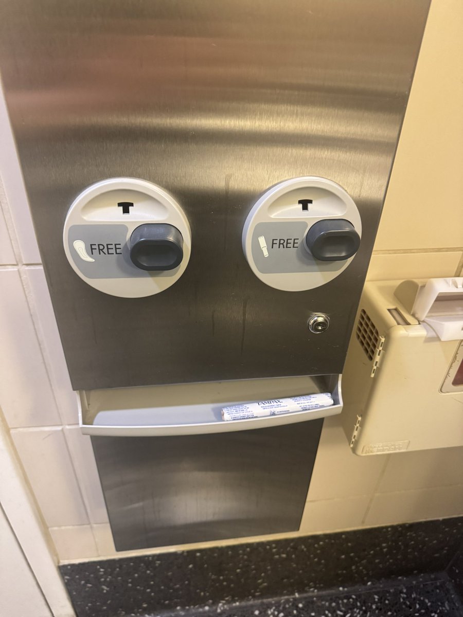 Found in the men’s bathroom. I wonder if this is free in the women’s bathroom… where it belongs.