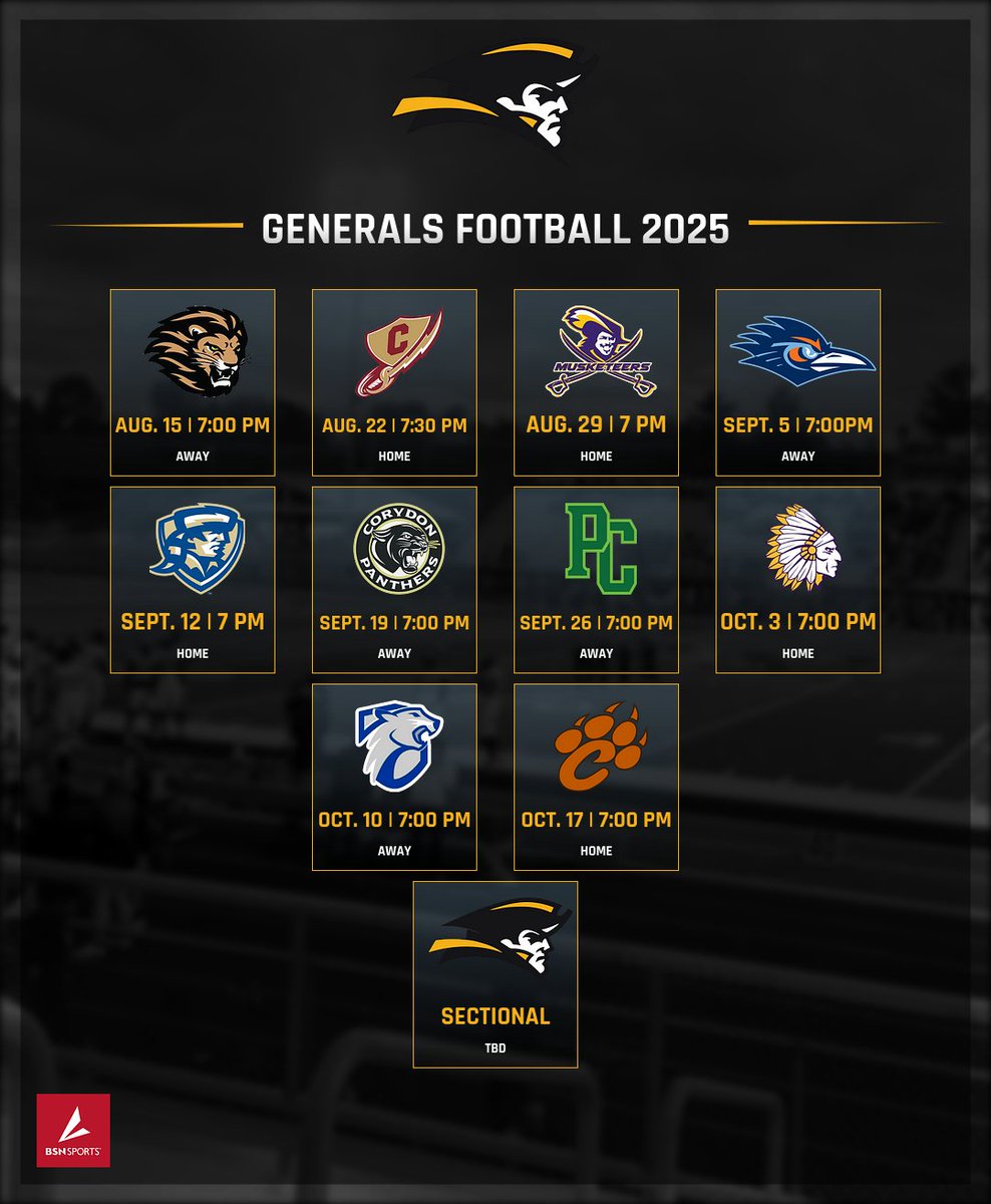 Exciting times ahead! Check out the Generals Football 2025 schedule!