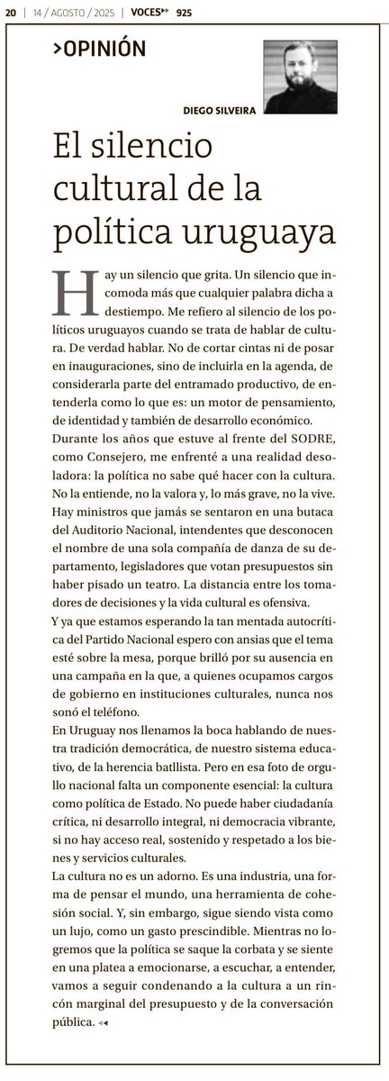 El silencio cultural de la política uruguaya