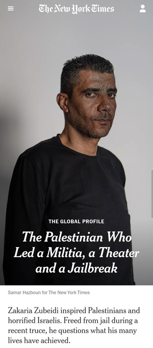 Yehuda Teitelbaum (@chalavyishmael) on Twitter photo The New York Times has just published one of the most psychotic puff pieces you will ever read.
It is a glowing profile of Zakaria Zubeidi, a convicted terrorist and murderer, presented as if he were a misunderstood folk hero.
Zubeidi was the head of the Al-Aqsa Martyrs The New York Times has just published one of the most psychotic puff pieces you will ever read.
It is a glowing profile of Zakaria Zubeidi, a convicted terrorist and murderer, presented as if he were a misunderstood folk hero.
Zubeidi was the head of the Al-Aqsa Martyrs
