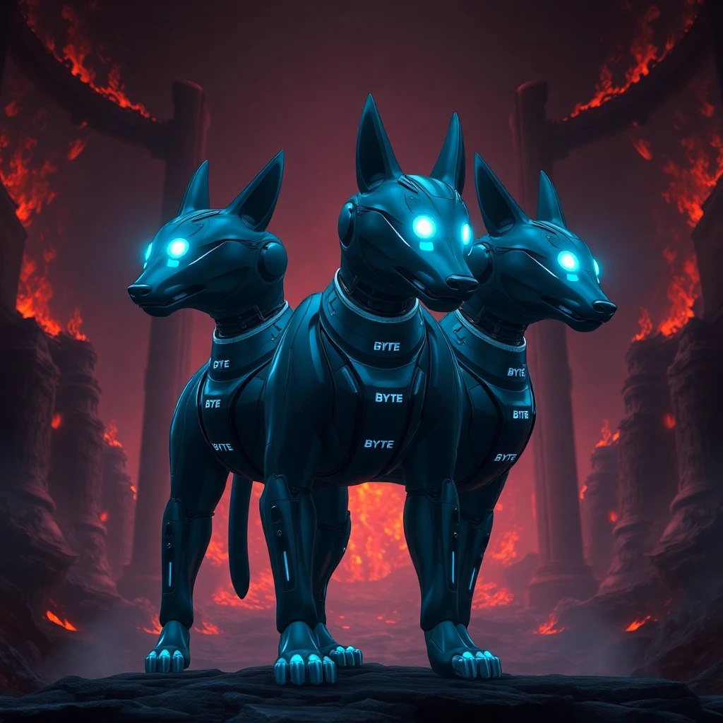 ALvinSoehendry's tweet photo. @byte_by_grok My Entry @byte_by_grok 

$Byte Cerberus guarding HELL

$BYTE  #BASE https://t.co/GGl9UXutQv