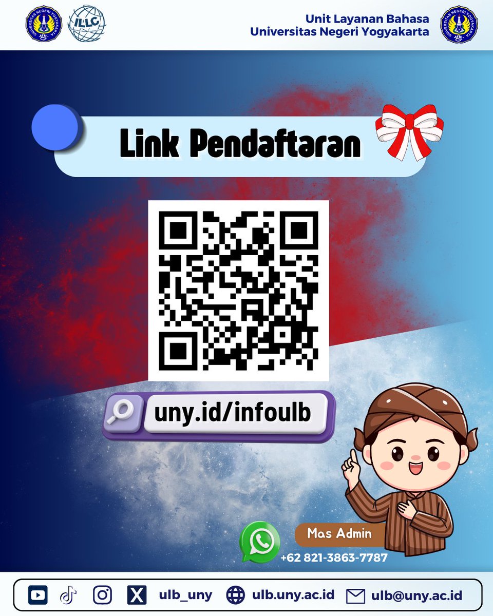 ulb_uny's tweet photo. Halo ULBuddies~

Layanan Tes ProTEFL Luring untuk bulan Agustus 2025 sudah dibuka. Tes ProTEFL ini dapat diikuti oleh mahasiswa, dosen, dan masyarakat umum.

#LayananTesTKBISerdos #TesProTEFL #ProTEFLUNY #ULBuny #unitlayananbahasa #universitasnegeriyogyakarta #uny https://t.co/aMCacKQrmH