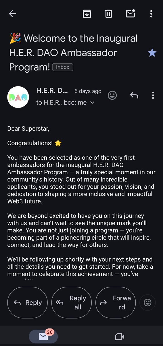 Hari Priya (@hari_priyoo) on Twitter photo Guess whoโs joining the coolest crew in Web3? ๐๐ Yup, Officially a <a href="/_HerDAO/">H.E.R. DAO @ H.E.R. DAO HACKERHOUSE w/ ETH ACCRA</a> Ambassador now! ๐ง๐ปโโ๏ธ .Ready to rep, build, onboard more women into Web3 & make some serious waves ๐.
Huge thanks to <a href="/Onallee/">Onallee | #Buildinโ ๐ </a> for this amazing opportunity...
#HerDAO #LFG #HerdaoIndia Guess whoโs joining the coolest crew in Web3? ๐๐ Yup, Officially a <a href="/_HerDAO/">H.E.R. DAO @ H.E.R. DAO HACKERHOUSE w/ ETH ACCRA</a> Ambassador now! ๐ง๐ปโโ๏ธ .Ready to rep, build, onboard more women into Web3 & make some serious waves ๐.
Huge thanks to <a href="/Onallee/">Onallee | #Buildinโ ๐ </a> for this amazing opportunity...
#HerDAO #LFG #HerdaoIndia