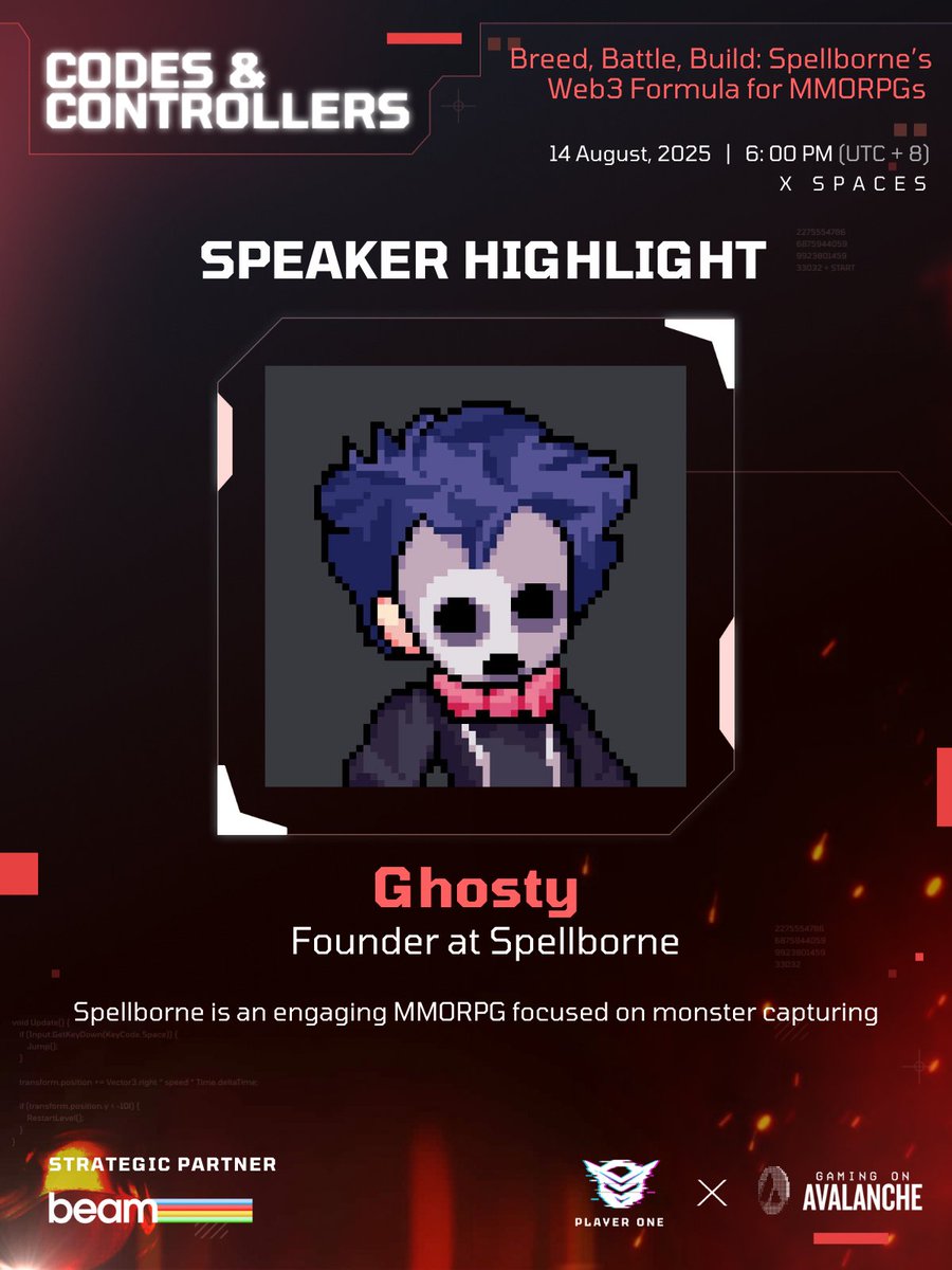 Player One (@playeronebit) on Twitter photo 🌟 SPEAKER HIGHLIGHT: Ghosty – The Indie Visionary Blending Retro Gaming & Web3 Economies
<a href="/0xghosty/">ghosty (onchain arc)</a> Founder, <a href="/spellbornegame/">Spellborne</a> | Blockchain Strategist | Architect of Spellborne
Why Ghosty?
👾 Retro Gaming, Modern Economies: Built <a href="/MonStudiosHQ/">Mon Studios ⛩️</a> to merge pixel-art charm with 🌟 SPEAKER HIGHLIGHT: Ghosty – The Indie Visionary Blending Retro Gaming & Web3 Economies
<a href="/0xghosty/">ghosty (onchain arc)</a> Founder, <a href="/spellbornegame/">Spellborne</a> | Blockchain Strategist | Architect of Spellborne
Why Ghosty?
👾 Retro Gaming, Modern Economies: Built <a href="/MonStudiosHQ/">Mon Studios ⛩️</a> to merge pixel-art charm with