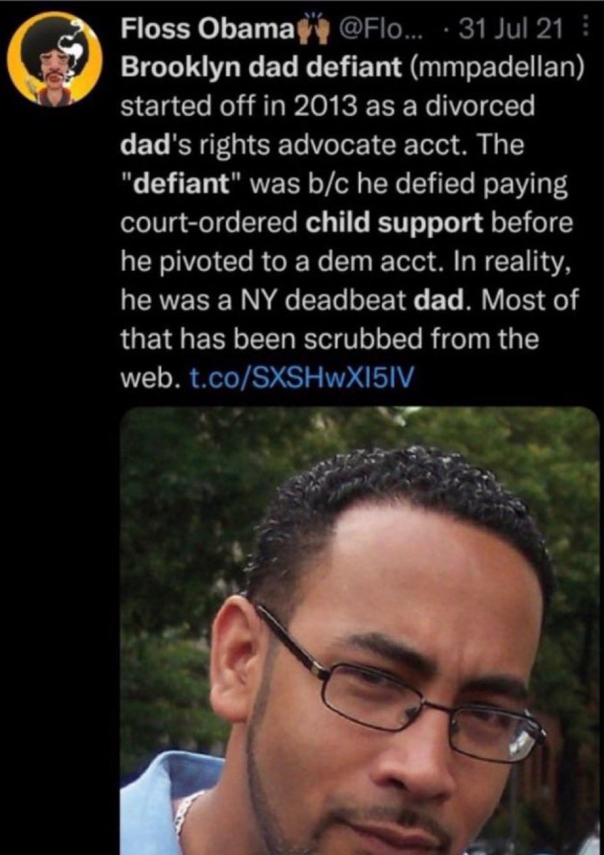 <a href="/mmpadellan/">BrooklynDad_Defiant!☮️</a> But you were against paying child support for your daughter….  Fucking dead beat dad