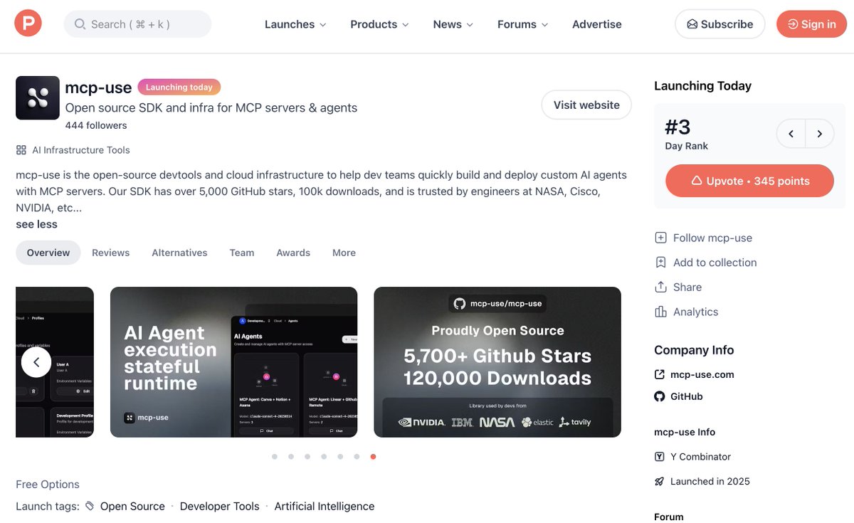 Philipp Krenn (@xeraa) on Twitter photo awesome to see <a href="/mcpuse/">mcp-use (YC S25)</a> on product hunt today! for everyone needing to build with or around MCP: producthunt.com/products/mcp-uβ¦
and yes, we'll do a small hack night with them next week to put that to the test as well π
lu.ma/fqdql7kh awesome to see <a href="/mcpuse/">mcp-use (YC S25)</a> on product hunt today! for everyone needing to build with or around MCP: producthunt.com/products/mcp-uβ¦
and yes, we'll do a small hack night with them next week to put that to the test as well π
lu.ma/fqdql7kh
