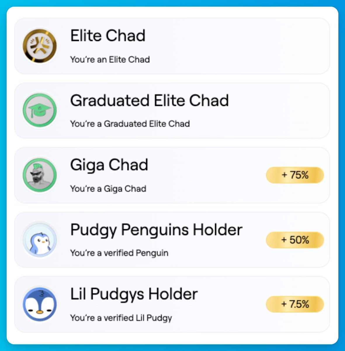 ✳️ How to earn more XP on Abstract? +75% XP Create something amazing for  @AbstractChain community and become a Gigachad. +50% XP Hold a  @pudgypenguins +7.5% XP Hold a @LilPudgys Bridge $PENGU