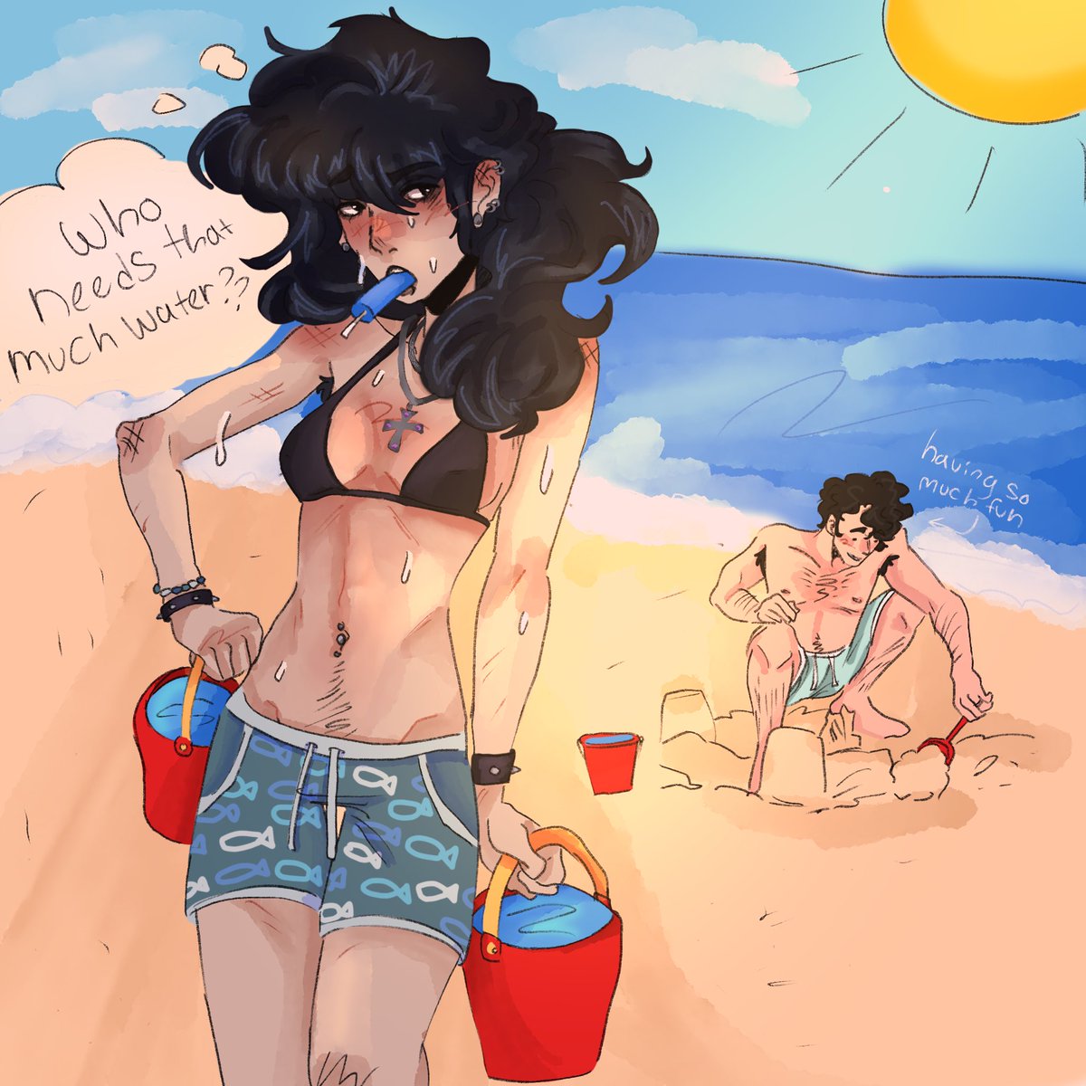 lalalala showershadows beach day ! DIG BOY DIG #dateeverythinggame #johnnysplash #skipsshadley #showershadows