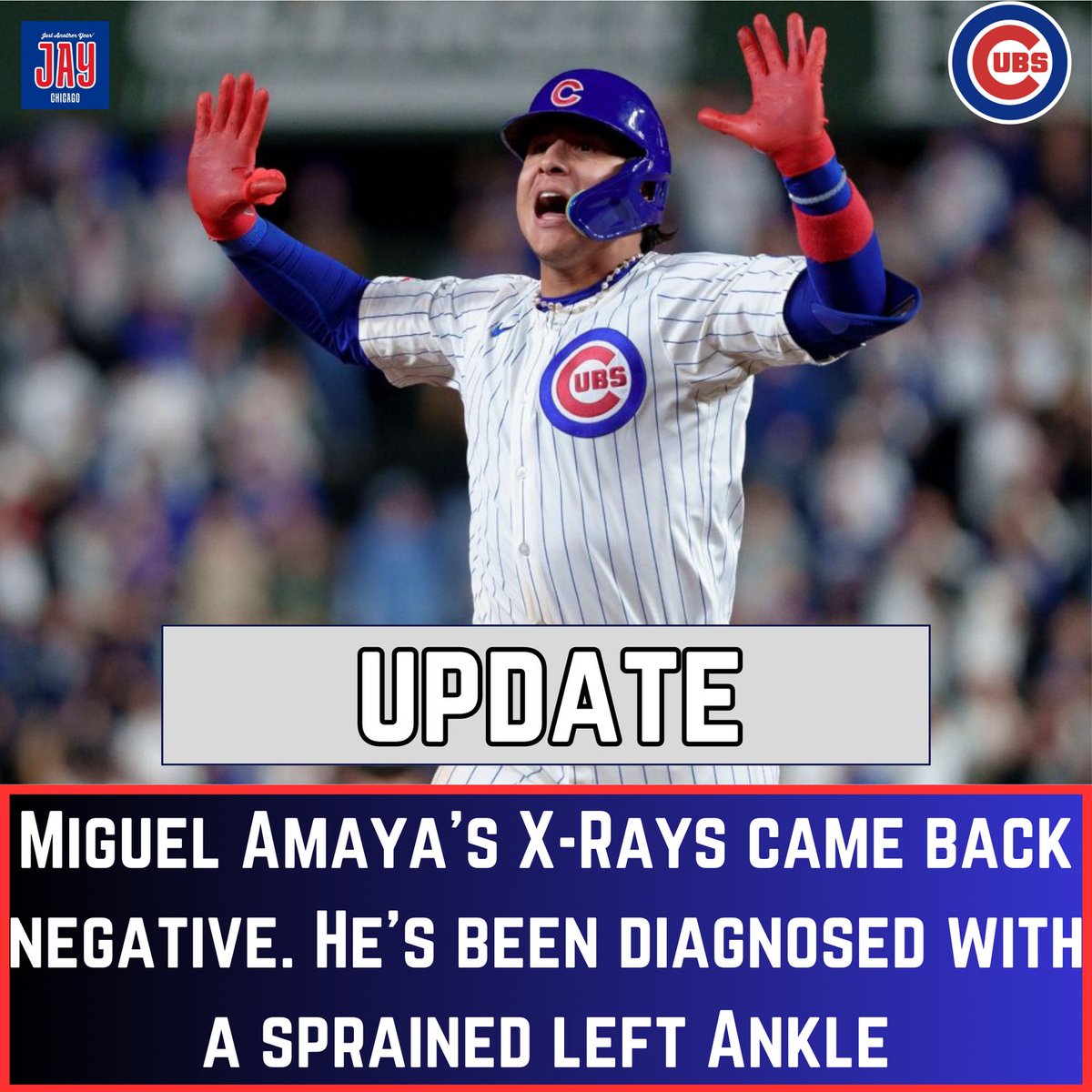 UPDATE: Per Maddie Lee, Miguel Amaya will be going on the IL with a left ankle sprain. Happy to hear it wasn’t anything more serious. 

GET WELL SOON MIGGY!