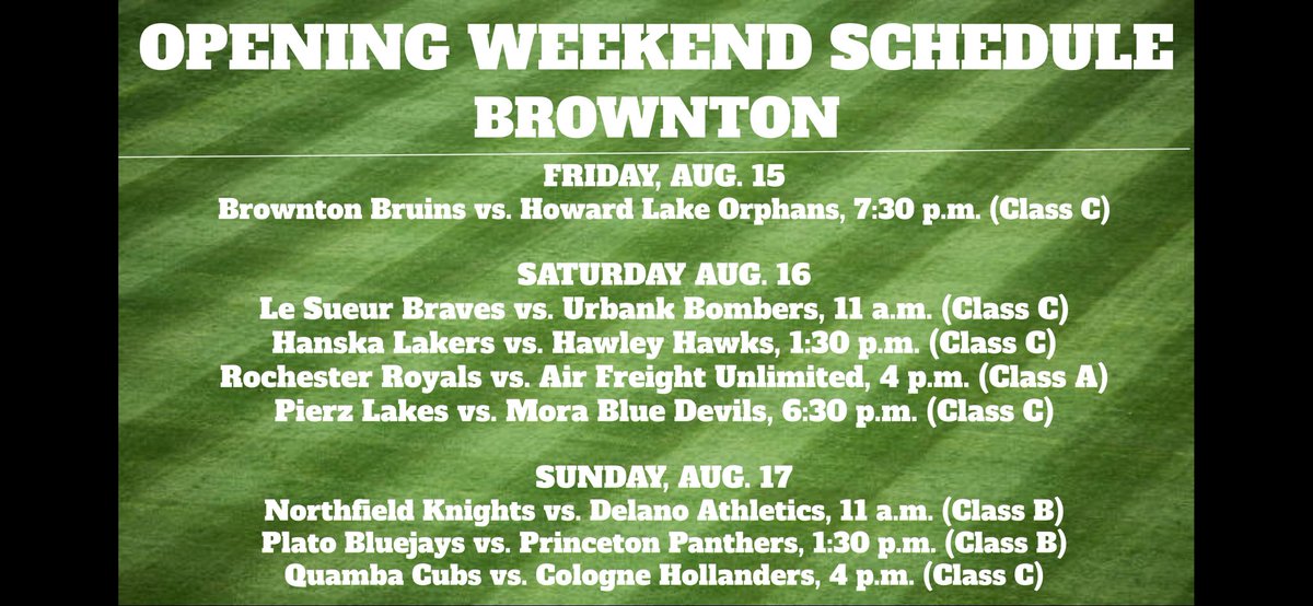 It’s right around the corner. 

<a href="/mntownball25/">mntownball25</a> gets underway Friday night at four different sites. Here’s a look at the all the games for Opening Weekend by site to help you plan your weekend. #MNTownball2025