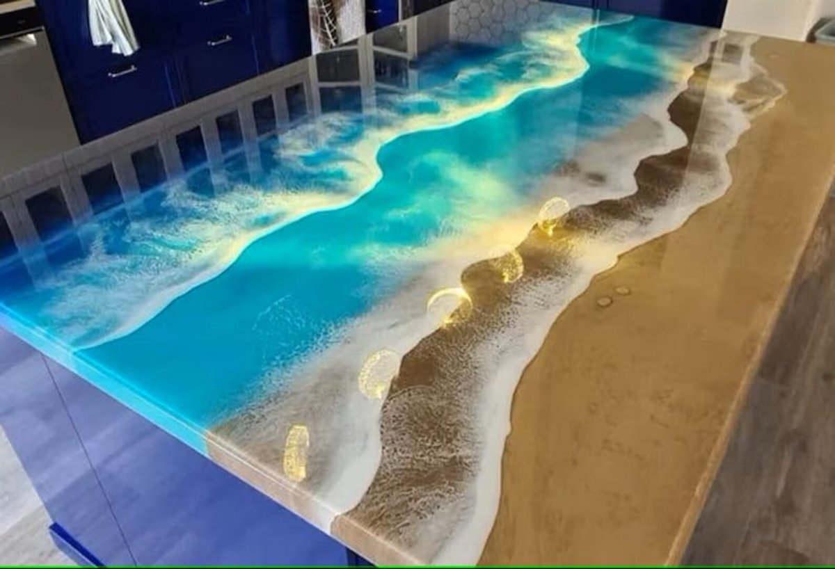 Custom Epoxy Table Ocean Waves On Wood Ocean Sea and Waves Dining Table, Kitchen, Coffee , Office Table, Handmade Custom Epoxy Table etsy.me/41yeg8M via <a href="/Etsy/">Etsy</a>