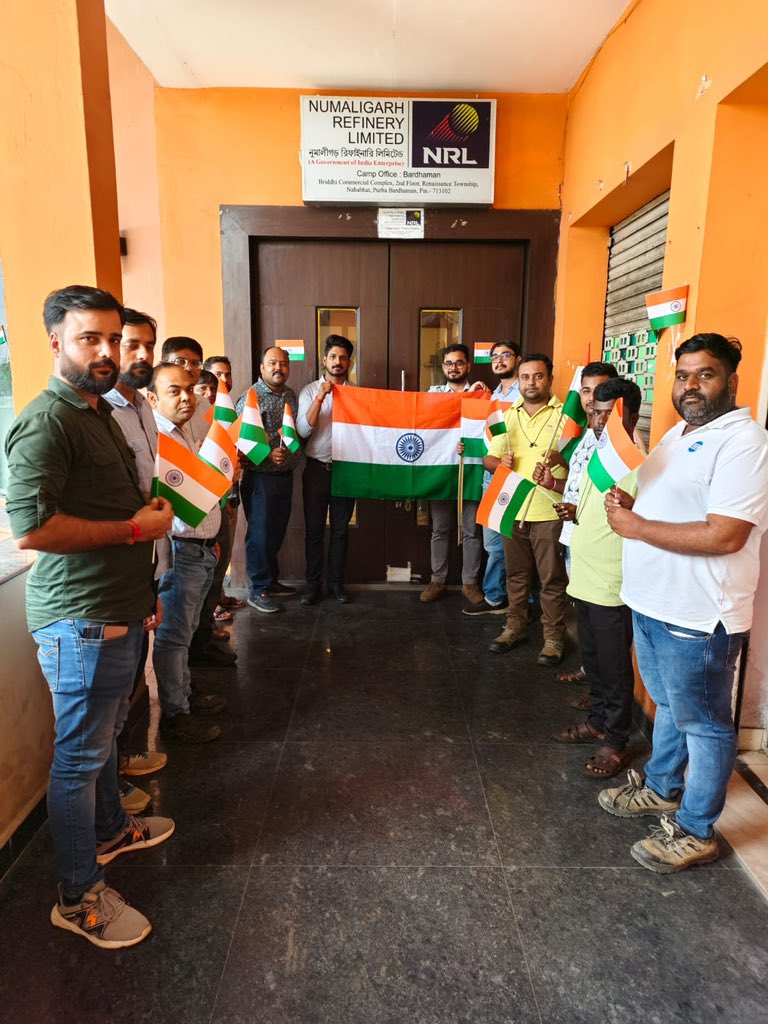 Numaligarh Refinery (@nrl_mopng) on Twitter photo The Bardhaman Office is also awash with #Tricolour and proudly celebrates the #HarGharTiranga Campaign #NRL #VandeMataram
<a href="/PetroleumMin/">Ministry of Petroleum and Natural Gas #MoPNG</a> <a href="/HardeepSPuri/">Hardeep Singh Puri</a> <a href="/TheSureshGopi/">Suressh Gopi</a> <a href="/CMOfficeAssam/">Chief Minister Assam</a> The Bardhaman Office is also awash with #Tricolour and proudly celebrates the #HarGharTiranga Campaign #NRL #VandeMataram
<a href="/PetroleumMin/">Ministry of Petroleum and Natural Gas #MoPNG</a> <a href="/HardeepSPuri/">Hardeep Singh Puri</a> <a href="/TheSureshGopi/">Suressh Gopi</a> <a href="/CMOfficeAssam/">Chief Minister Assam</a>