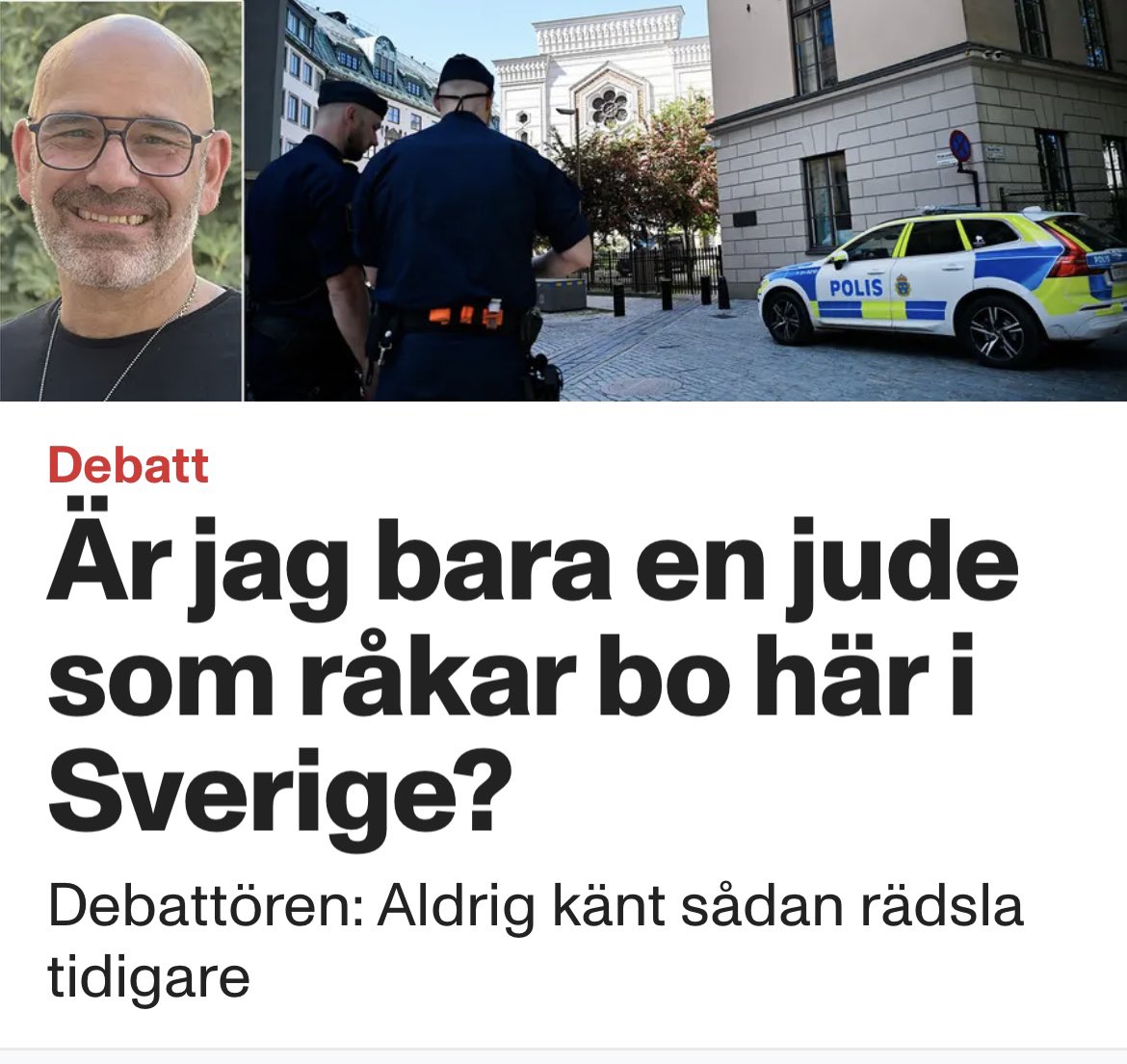 Idag bör alla ta en minut av sin dyrbara tid och läsa den här viktiga texten av Daniel Eisenberg, som modigt beskriver hur det är att leva som jude i Sverige år 2025. En tillvaro präglad av rädsla. Av hat. Av tystnaden från omgivningen.

Antisemitismen sprids numera öppet på