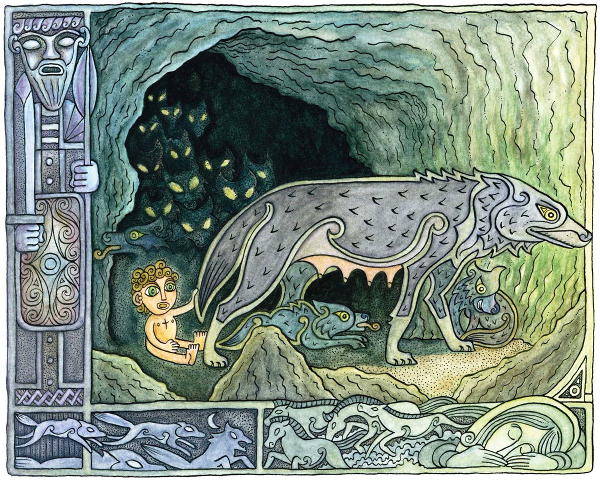 High King Cormac mac Airt who had been raised by a she-wolf in the caves of Kesh, Co. Sligo, said to have understood wolf speech! Also said that 4 wolves accompanied him into battle against Lugaid mac Con, &amp; for the rest of his life! #InternationalWolfDay 🐺