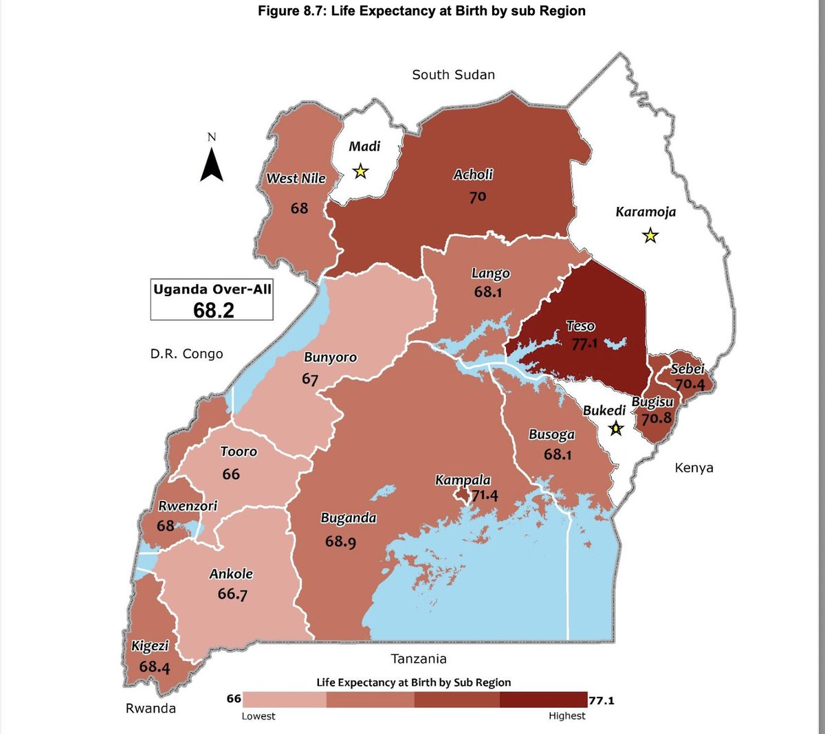 Teso sub region has the highest life expectancy in Uganda.

Are the living conditions in Teso better than any other part of the country?