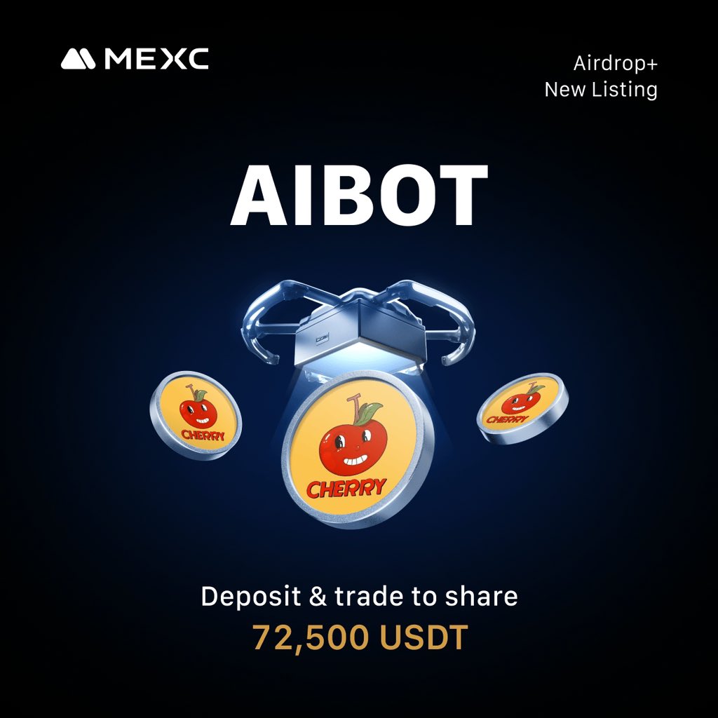 #MEXC $AIBOT Airdrop+ is LIVE! 🚀
They are celebrating the <a href="/cherrytgbot/">CherryAI Robotics</a> listing with a 72,500 USDT prize pool 💰

Open to Both new &amp; existing users trade with some of the lowest fees in crypto!

Ends: Aug 24, 10pm UTC

Here’s included the rewards  Breakdown:
• Deposit -New users