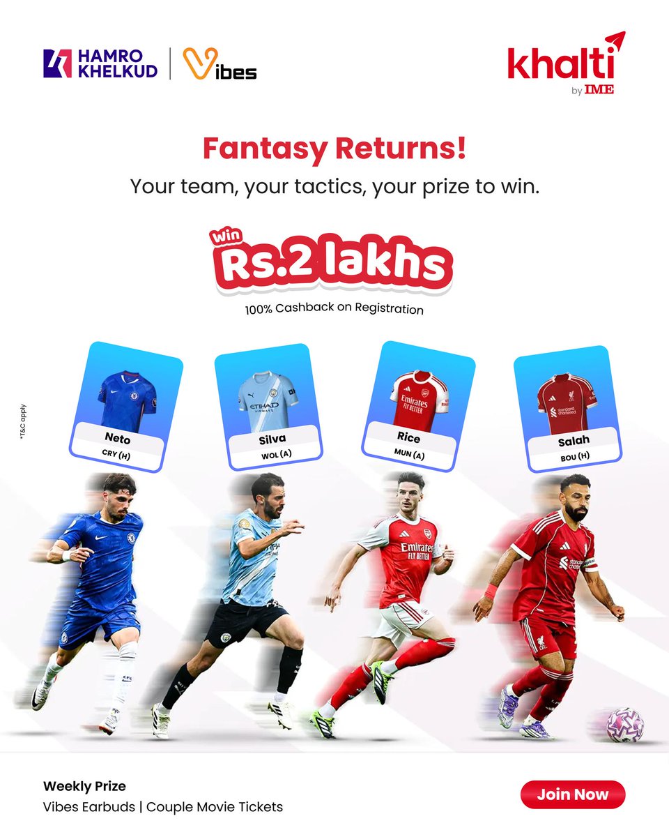 HamroKhelkud's tweet photo. The Fantasy Premier League Returns! 

Register for Hamro Khelkud x Khalti Fantasy Premier League from Khalti

Register Now: https://t.co/YfUDxjxgta

*T&amp;C Apply

#FantasyPremierLeague #Khalti #FantasyLeague https://t.co/QdaAaC4EwK