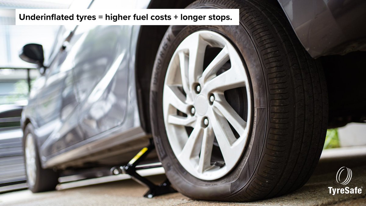 🛑 Underinflated tyres = higher fuel costs + longer stops. Stay safe and save money – ACT: check pressure, condition, and tread. A 2-minute check could save lives. 🚗 #CheckYourTyres #ACT #StaySafe