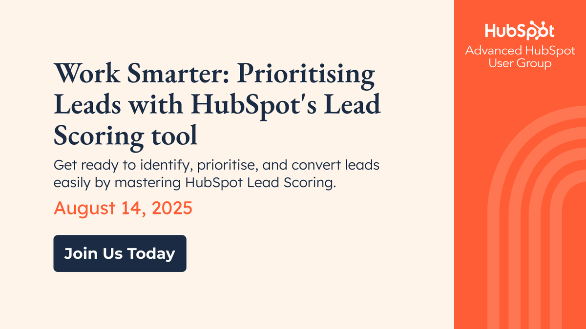 AdvancedHUG's tweet image. Join us today from (GMT+2) 4:00 – 5:00 PM as we discuss how to set up AI-powered lead scoring, identify high-intent leads, and optimise your sales process for faster closes.

Don’t miss out - register now: hubs.la/Q03CFdmh0