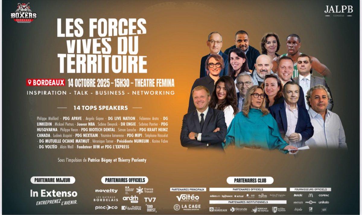 Patrice Bégay (@patricebegay) on Twitter photo Que la force soit avec vous …car elle est déjà en eux : 14 Top Speakers aux Forces Vives du Territoire à #Bordeaux le 14/10 : un événement  inspirant et concret, avec générosité et authenticité : impulser ces rencontres pour le développement économique, social et sociétal . M-2 Que la force soit avec vous …car elle est déjà en eux : 14 Top Speakers aux Forces Vives du Territoire à #Bordeaux le 14/10 : un événement  inspirant et concret, avec générosité et authenticité : impulser ces rencontres pour le développement économique, social et sociétal . M-2