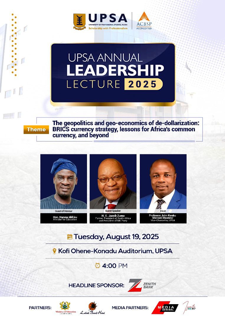 upsaccra's tweet photo. 5 days to the big day! Join us for the highly anticipated 2025 𝐔𝐏𝐒𝐀 𝐀𝐧𝐧𝐮𝐚𝐥 𝐋𝐞𝐚𝐝𝐞𝐫𝐬𝐡𝐢𝐩 𝐋𝐞𝐜𝐭𝐮𝐫𝐞.
#upsa60 #upsa #leadershiplecture https://t.co/wxoMvdHoT8