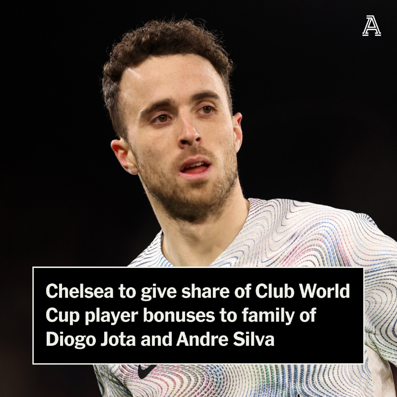 TheAthleticFC's tweet photo. Chelsea will use a portion of Club World Cup bonuses paid to players to make a financial donation to the family of Diogo Jota and Andre Silva.

#CFC | #LFC 

More from @MarioCortegana and @AdamCrafton_ ⬇️