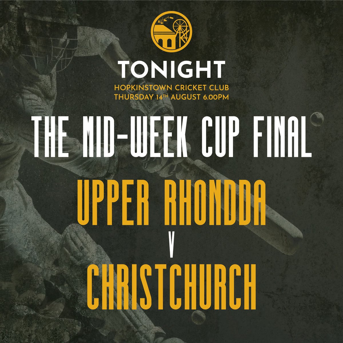 Hopkinstown CC ๐ (@hopkinstowncc) on Twitter photo MID-WEEK CUP FINAL ๐
<a href="/upper_rhonddacc/">Upper Rhondda Cricket Club</a> V CHRISTCHURCH
6.00pm start at Hopkinstown cc.
We are looking forward to hosting this one tonight, should be a belter of a final played between two fantastic teams, so pop on over and show your support for both teams! MID-WEEK CUP FINAL ๐
<a href="/upper_rhonddacc/">Upper Rhondda Cricket Club</a> V CHRISTCHURCH
6.00pm start at Hopkinstown cc.
We are looking forward to hosting this one tonight, should be a belter of a final played between two fantastic teams, so pop on over and show your support for both teams!