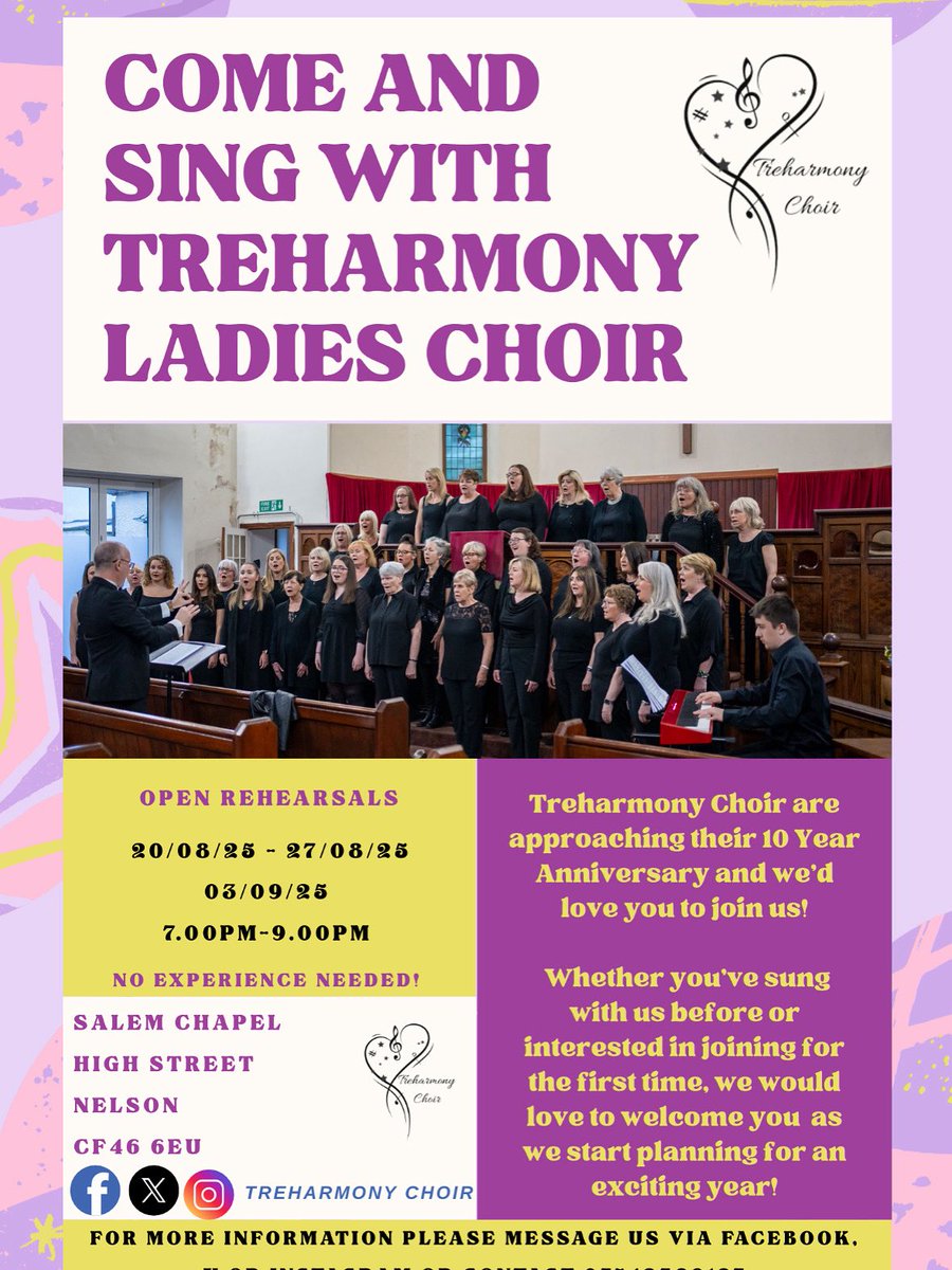 🎶 Join Treharmony Ladies Choir! 🎶

We’re a friendly, welcoming community choir based in Nelson for women aged 18+. No auditions and no need to read music. Just bring your love of singing and a smile! 🎤✨

📅 Join us as we prepare for an exciting year of music and celebration.