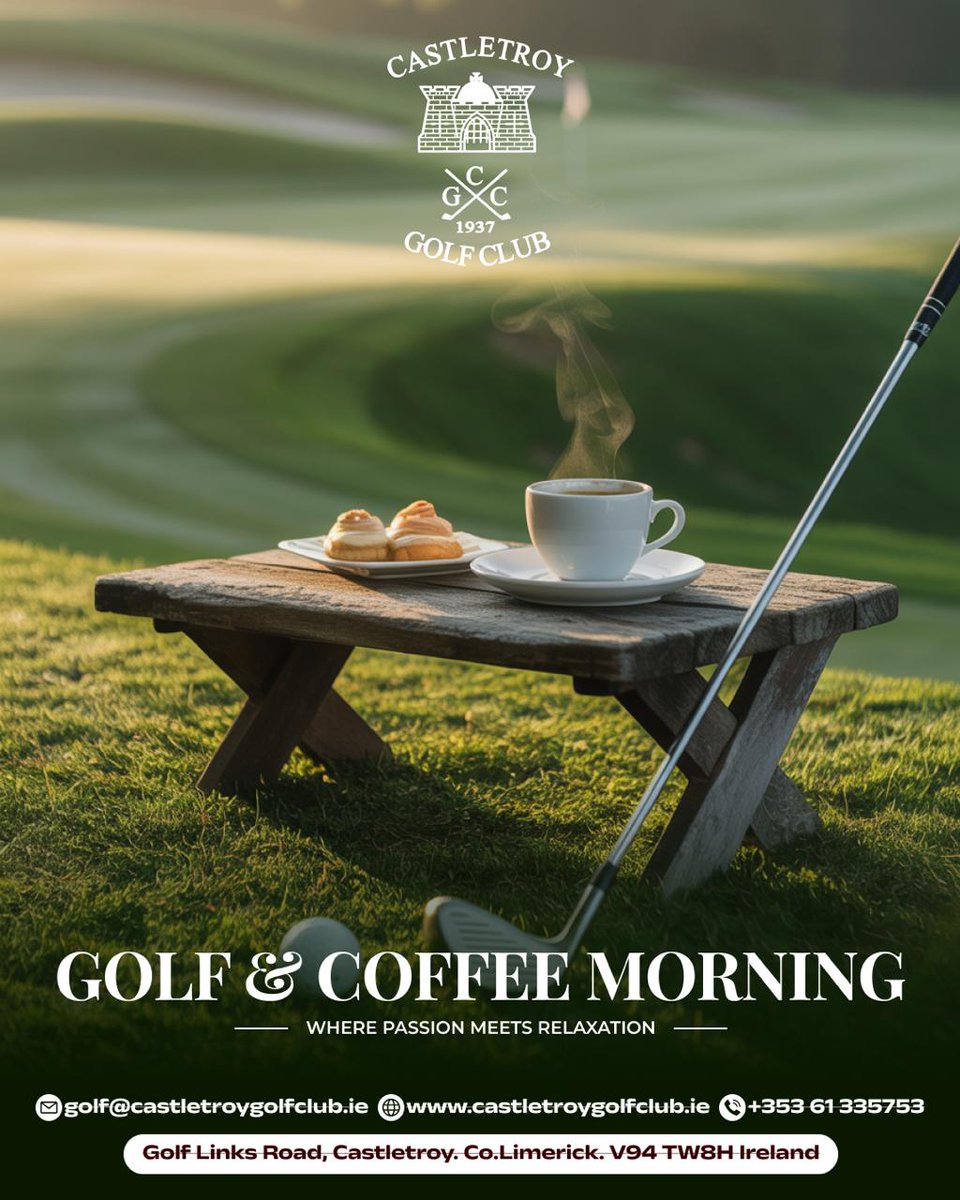 CastletroyGC's tweet photo. ☕+⛳ = ❤️
Join us for Golf & Coffee Morning at @CastletroyGC
Fresh brew. Fresh air. Perfect fairways.
#GolfMorning #CoffeeAndGolf #CastletroyGC #IrishGolf https://t.co/5JepzhUu2K