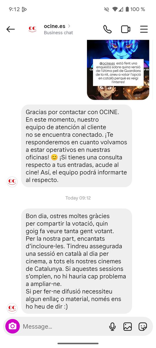Rin (@rinandcat) on Twitter photo Missatge rebut com a resposta a etiquetar-los ahir a instagram! Crec que ara al setembre toca complir amb el votat i anar al cinema a veure la versio <a href="/DoblatgeCatala/">Doblatge en català</a> ! Missatge rebut com a resposta a etiquetar-los ahir a instagram! Crec que ara al setembre toca complir amb el votat i anar al cinema a veure la versio <a href="/DoblatgeCatala/">Doblatge en català</a> !